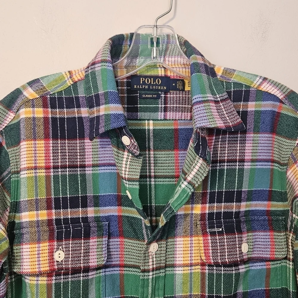 Polo Ralph Lauren Men's Classic Fit Flannel PlaidWorkshirt Heavy Cotton Medium